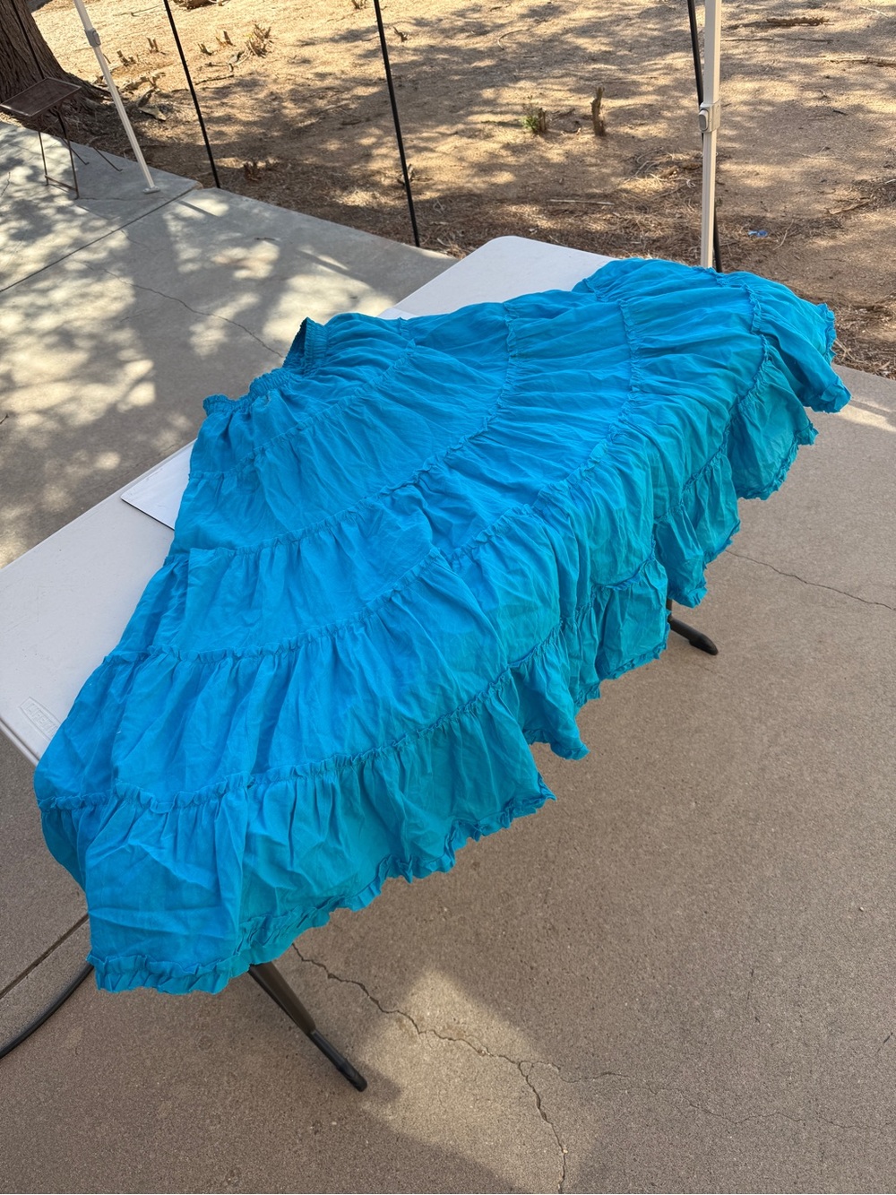 Tiered Ruffled Flamenco Maxi Skirt - Vibrant Teal Blue
